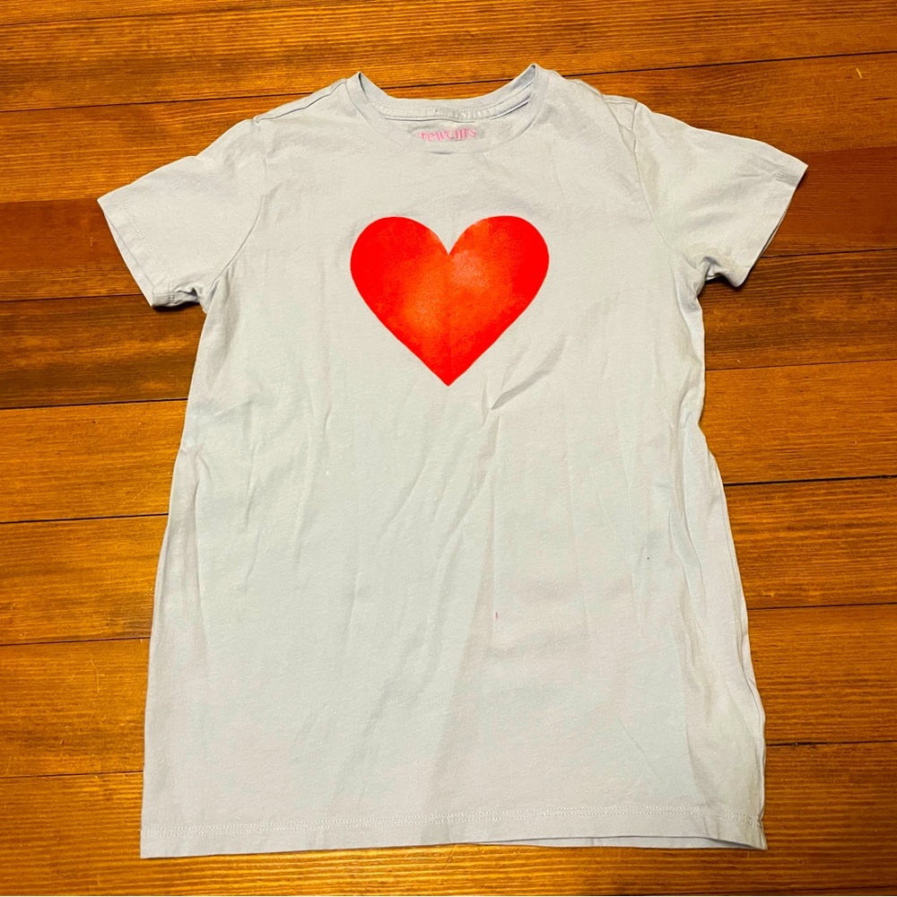J Crew Crewcuts Light Blue Heart Tee Shirt Size Large 10-11